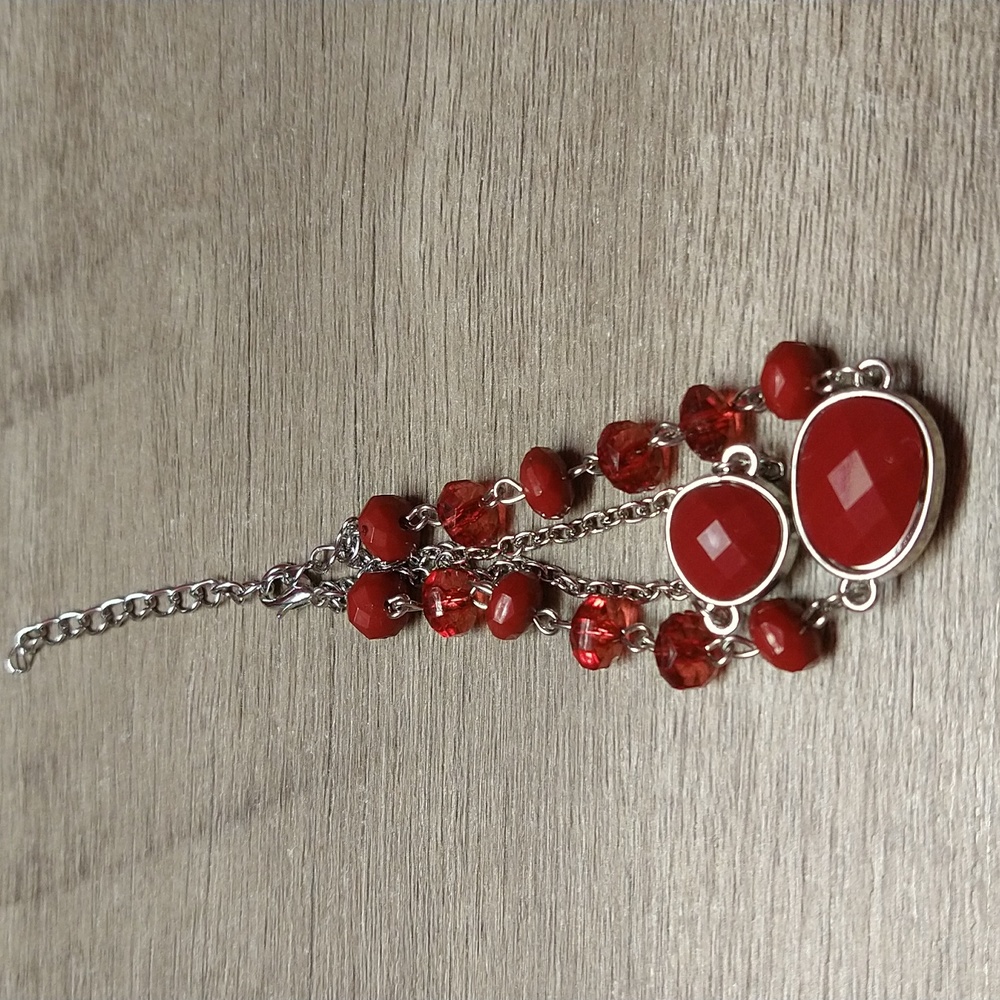 2 Strand Red Statement Bracelet